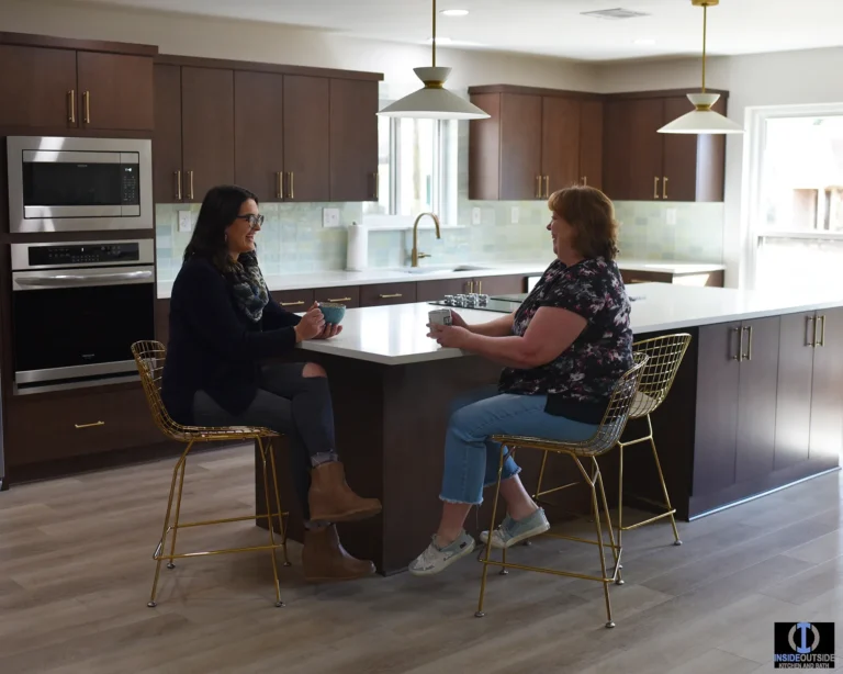 Morgan with client in beautiful new kitchen.