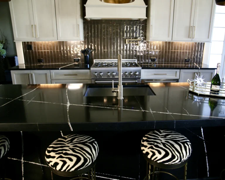 Stumpf kitchen island and backsplash.