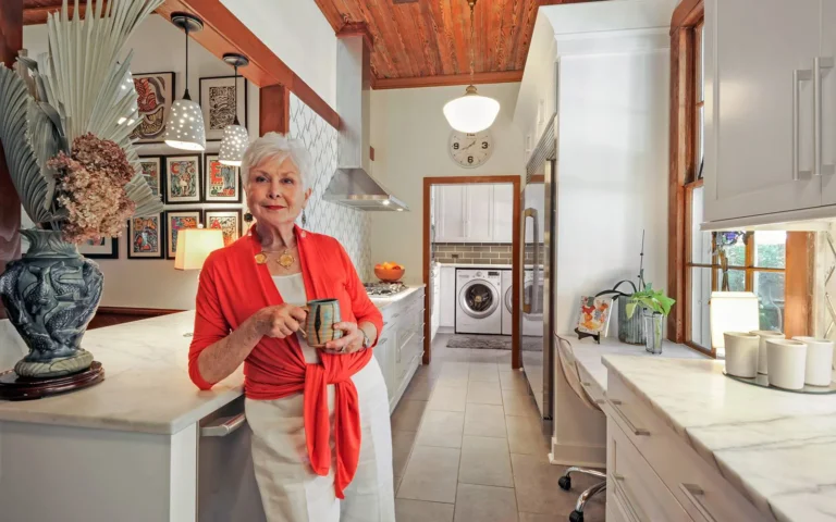 Pam in her new kitchen